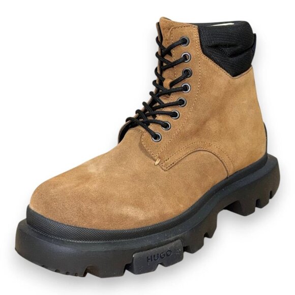 HUGO Fabyan Men's Brown Leather Textile Hiking Boots US 9 (EU 42) MSRP $230 - Picture 1 of 4